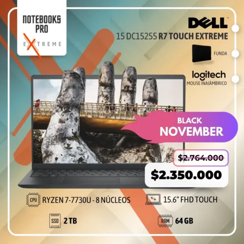 DELL 15 DC15255 EXTREME - RYZEN 7-7730U - 2 TB  SSD - 64 GB RAM - 15.6" FHD Touch - 8 Núcleos