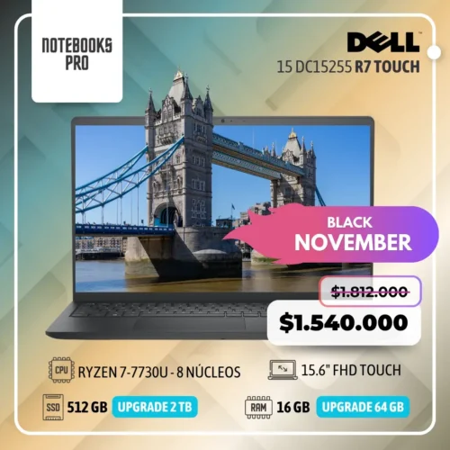 DELL 15 DC15255 - RYZEN 7-7730U - 512 GB  SSD - 16 GB RAM - 15.6" FHD Touch - 8 Núcleos
