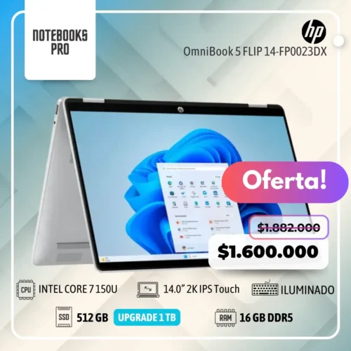 HP OmniBook 5 FLIP 14-FP0023DX - Intel Core 7 150U - SSD 512 GB - 16 GB RAM DDR5 - 14.0” 2K IPS LED Touch °360