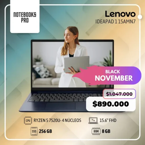 LENOVO IDEAPAD 1 15AMN7 - RYZEN 5 7520U - SSD 256 GB - 8 GB RAM DDR5 - 15.6" FHD
