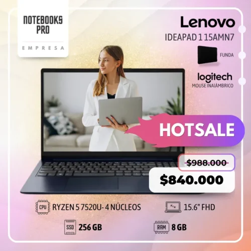 LENOVO IDEAPAD 1 15AMN7 - RYZEN 5 7520U - SSD 256 GB - 8 GB RAM DDR5 - 15.6" FHD