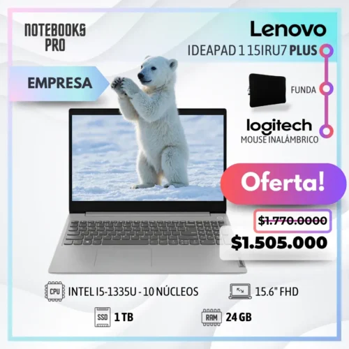 LENOVO IDEAPAD 1 15IRU7 PLUS - i5-1335U - SSD 1 TB - 24 GB RAM DDR4 - 15.6" FHD