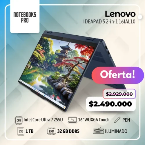 LENOVO IDEAPAD 5 2-in-1 16IAL10 - Intel Core Ultra 7 255U - SSD 1TB - 32 GB RAM DDR5 - 16" WUXGA Touch