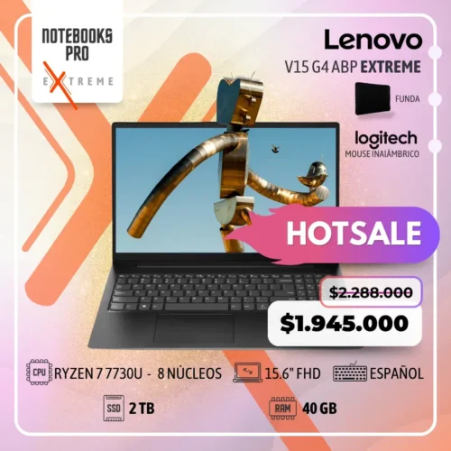 LENOVO V15 G4 ABP EXTREME - RYZEN 7 7730U - SSD 512 GB - 16 GB - 15.6" FHD - 8 núcleos - Teclado español
