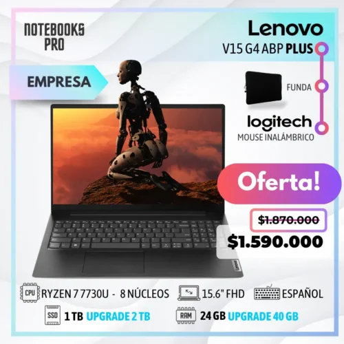 LENOVO V15 G4 ABP PLUS - RYZEN 7 7730U - SSD 1 TB - 24 GB - 15.6" FHD - 8 núcleos - Teclado español