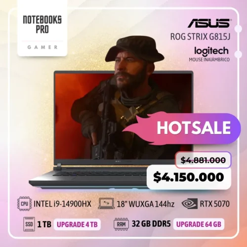 ASUS ROG STRIX G815J - i9-14900HX - SSD 1TB - 32 GB RAM DDR5 - 18" WUXGA 144hz - RTX 5070 - 24 núcleos