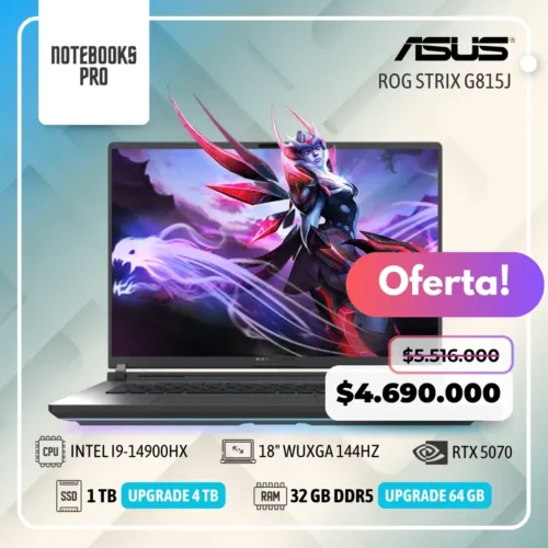 ASUS ROG STRIX G815J - i9-14900HX - SSD 1TB - 32 GB RAM DDR5 - 18" WUXGA 144hz - RTX 5070 - 24 núcleos