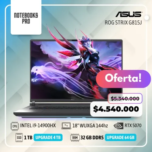 ASUS ROG STRIX G815J - i9-14900HX - SSD 1TB - 32 GB RAM DDR5 - 18" WUXGA 144hz - RTX 5070 - 24 núcleos