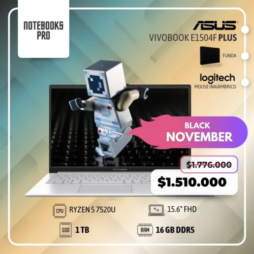 ASUS VIVOBOOK E1504F PLUS - RYZEN 5 7520U - SSD 1 TB - 16 GB RAM DDR5 - 15.6" FHD - 4 Núcleos