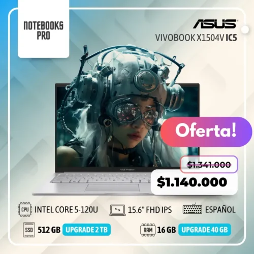 ASUS VIVOBOOK X1504V - INTEL CORE 5-120U - SSD 512 GB - 16 GB RAM - 15.6" FHD IPS - 10 nucleos-Teclado Español