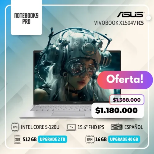 ASUS VIVOBOOK X1504V - INTEL CORE 5-120U - SSD 512 GB - 16 GB RAM - 15.6" FHD IPS - 10 nucleos-Teclado Español