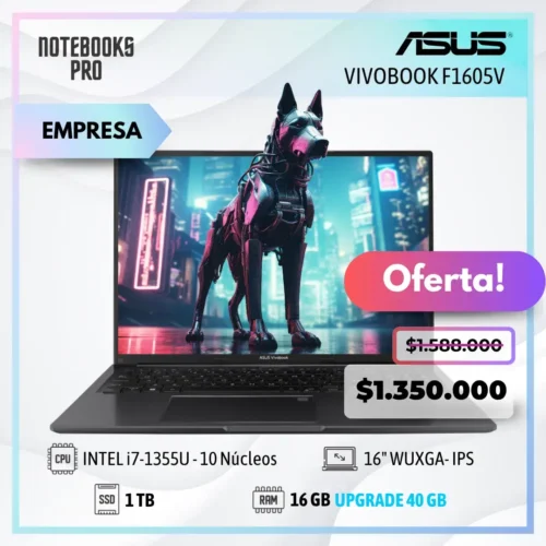 ASUS VIVOBOOK F1605V - i7-1355U - SSD 1TB - 16 GB RAM - 16" WUXGA- IPS- 10 Núcleos - Intel Iris X Graphics