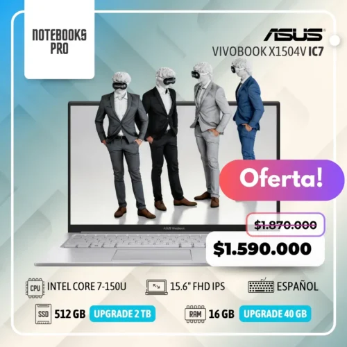 ASUS VIVOBOOK X1504V - INTEL CORE 7-150U - SSD 512 GB - 16 GB RAM - 15.6" FHD IPS - 10 nucleos-Teclado Español