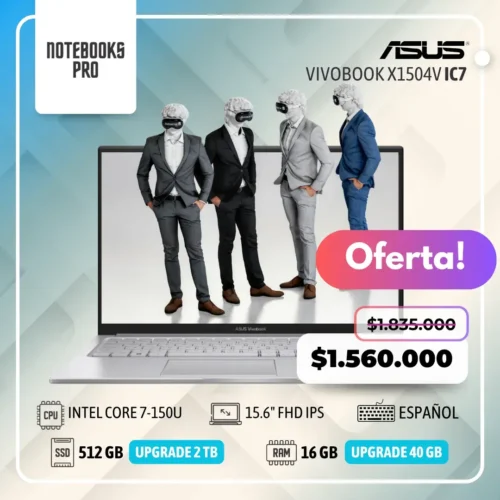 ASUS VIVOBOOK X1504V - INTEL CORE 7-150U - SSD 512 GB - 16 GB RAM - 15.6" FHD IPS - 10 nucleos-Teclado Español