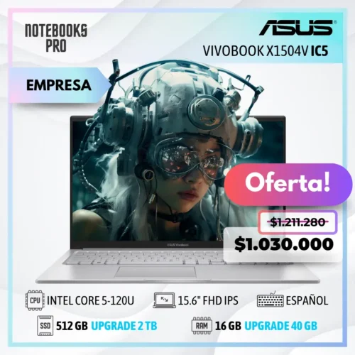 ASUS VIVOBOOK X1504V - INTEL CORE 5-120U - SSD 512 GB - 16 GB RAM - 15.6" FHD IPS - 10 nucleos-Teclado Español