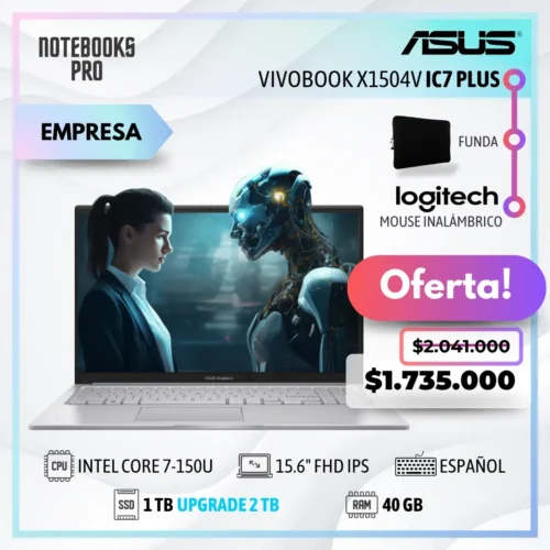 ASUS VIVOBOOK X1504V PLUS - INTEL CORE 7-150U - SSD 1 TB - 40 GB RAM - 15.6" FHD IPS - 10 nucleos-Teclado Español