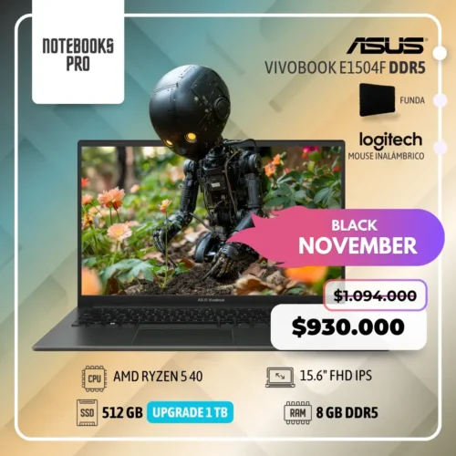 ASUS VIVOBOOK E1504F - AMD RYZEN 5 40 - SSD 512 GB - 8 GB RAM DDR5 - 15.6" FHD IPS - 4 Núcleos