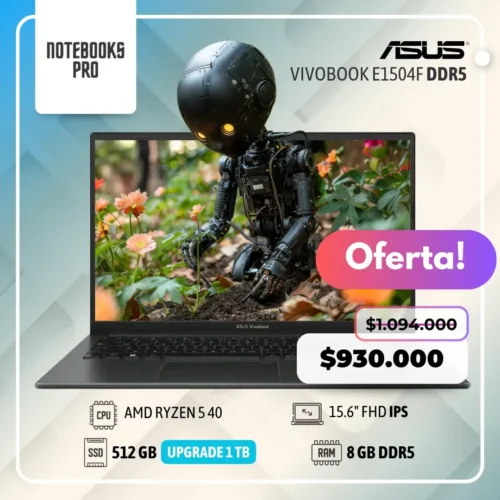 ASUS VIVOBOOK E1504F - AMD RYZEN 5 40 - SSD 512 GB - 8 GB RAM DDR5 - 15.6" FHD IPS - 4 Núcleos
