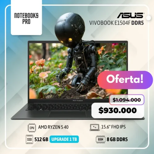 ASUS VIVOBOOK E1504F - AMD RYZEN 5 40 - SSD 512 GB - 8 GB RAM DDR5 - 15.6" FHD IPS - 4 Núcleos