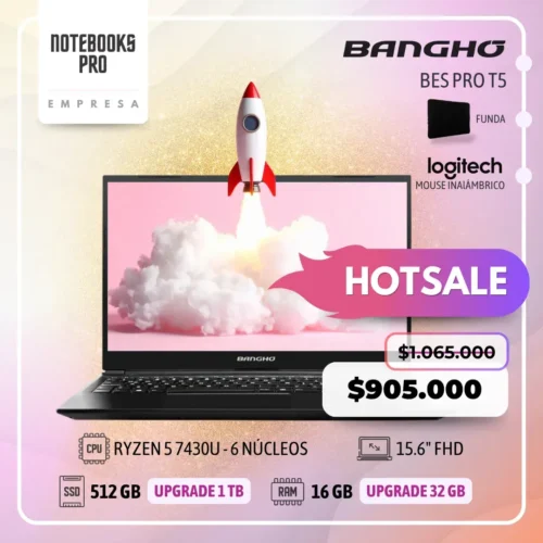 BANGHO BES PRO T5- RYZEN 5 7430U - SSD 512 GB - 16 GB RAM - 15.6" FHD - 6 Núcleos - Teclado Retroiluminado