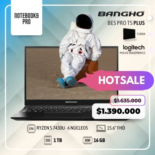 BANGHO BES PRO T5 PLUS - RYZEN 5 7430U - SSD 1 TB - 32 GB RAM - 15.6" FHD - 6 Núcleos - Teclado Retroiluminado
