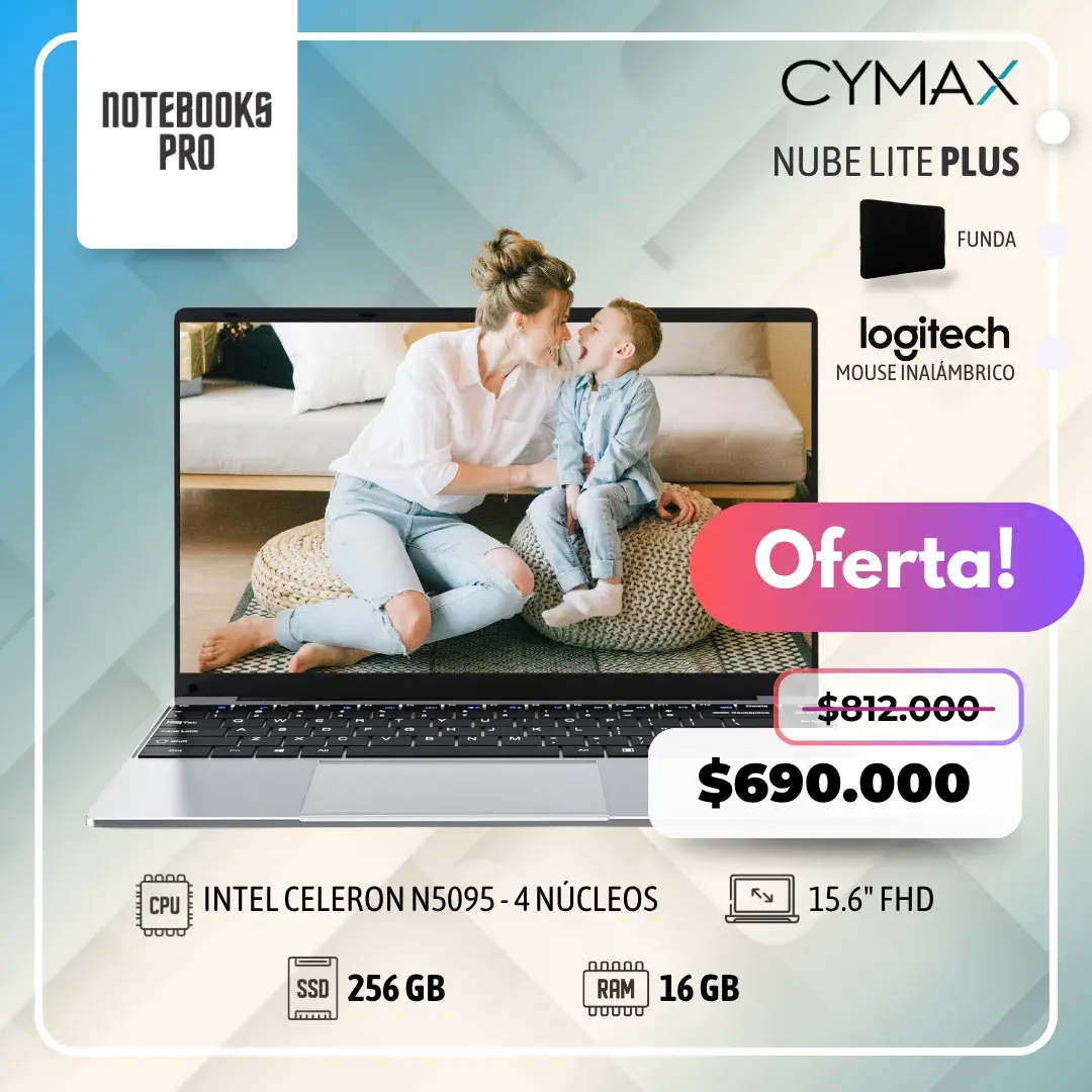CYMAX NUBE LITE PLUS - Intel Celeron N5095 - 256 GB - 16GB RAM - 15.6" FHD