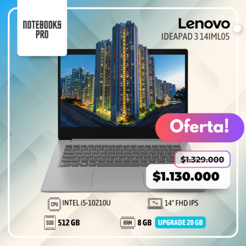 LENOVO IDEAPAD 3 14IML05 - i5-10210U - SSD 512 GB - 8 GB RAM - 14" FHD IPS