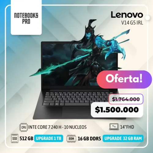 LENOVO V14 G5 IRL - INTEL CORE 7 240 H  - SSD 512 GB - 16 GB RAM DDR5 - 14" FHD-10 núcleos