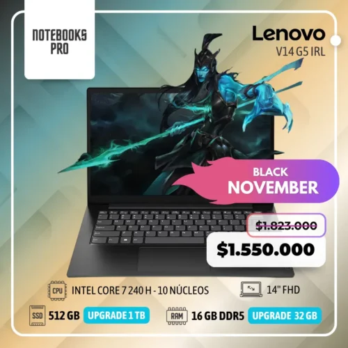 LENOVO V14 G5 IRL - INTEL CORE 7 240 H  - SSD 512 GB - 16 GB RAM DDR5 - 14" FHD-10 núcleos