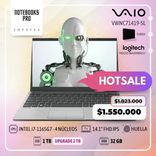 VAIO VWNC71419-SL - i7-1165G7 - SSD 1TB - 32 GB RAM - 14.1" FHD IPS   - Lector de huella - 4 núcleos