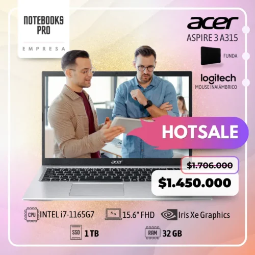 ACER ASPIRE 3 A315 - i7-1165G7 - SSD 1 TB - 32 GB RAM - 15.6" FHD - Iris Xe Graphics - 8 Núcleos