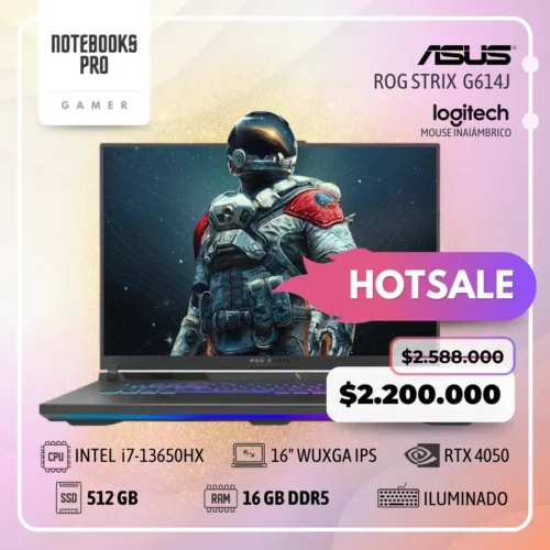 ASUS ROG STRIX G614J- i7-13650HX - SSD 512 GB - 16 GB RAM DDR5 - 16" WUXGA IPS - RTX 4050 - 14 núcleos