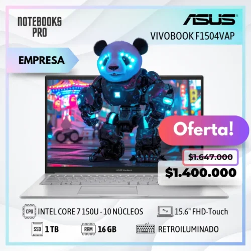 ASUS VIVOBOOK F1504VAP - INTEL CORE 7 150U - SSD 1 TB - 16 GB RAM - 15.6" FHD-Touch - 10 Núcleos-Teclado Retroiluminado