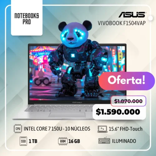 ASUS VIVOBOOK F1504VAP - INTEL CORE 7 150U - SSD 1 TB - 16 GB RAM - 15.6" FHD-Touch - 10 Núcleos-Teclado Retroiluminado