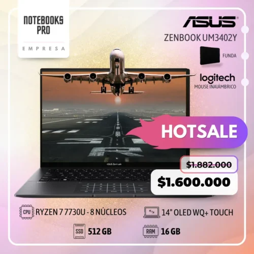 ASUS ZENBOOK UM3402Y - RYZEN 7 7730U - SSD 512 GB  - 16 GB RAM - 14" OLED WQ+  - 8 Núcleos - Touch