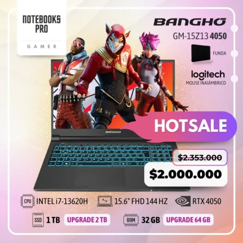 BANGHO GM-15Z13 - i7-13620H - SSD 1 TB - 32 GB RAM - 15.6" FHD 144 HZ- RTX 4050- 10 Núcleos-Teclado Retroiluminado