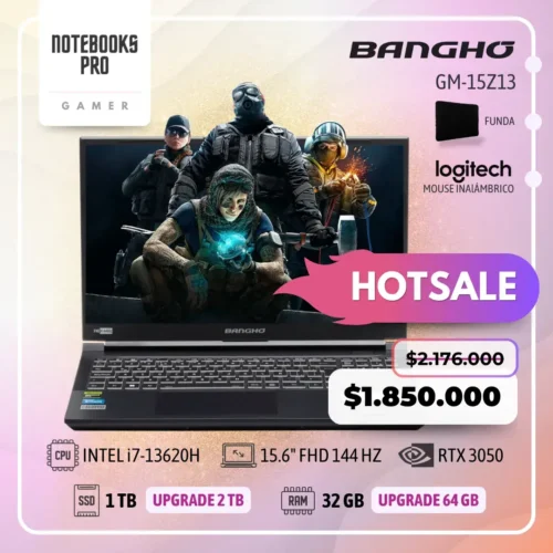 BANGHO GM-15Z13 - i7-13620H - SSD 1 TB - 32 GB RAM - 15.6" FHD 144 HZ- RTX 3050- 10 Núcleos-Teclado Retroiluminado