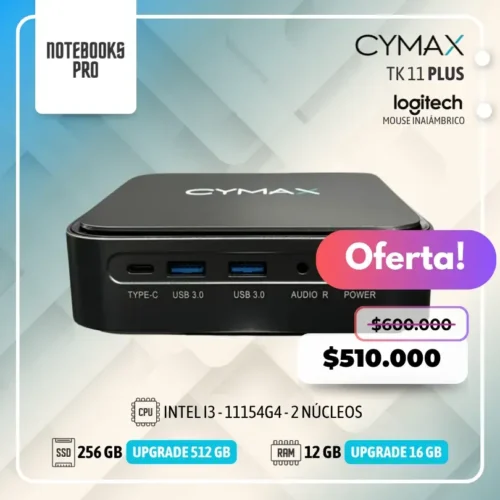 MINI PC CYMAX TK 11 PLUS – I3 - 1115G4 – SSD 256 GB – 12 GB RAM – 2 Núcleos