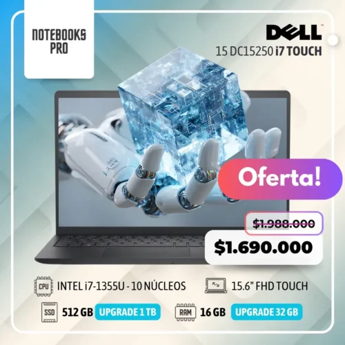 DELL 15 DC15250 - i7-1355U - 512 GB SSD - 16 GB RAM - 15.6" FHD Touch - 10 Núcleos