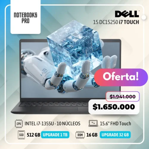 DELL 15 DC15250 - i7-1355U - 512 GB SSD - 16 GB RAM - 15.6" FHD Touch - 10 Núcleos