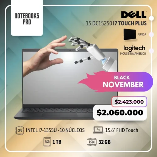 DELL 15 DC15250 PLUS - i7-1355U - 1 TB SSD - 32 GB RAM - 15.6" FHD Touch - 10 Núcleos