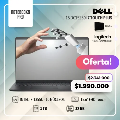 DELL 15 DC15250 PLUS - i7-1355U - 1 TB SSD - 32 GB RAM - 15.6" FHD Touch - 10 Núcleos