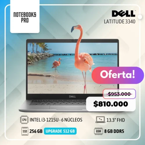 DELL LATITUDE 3340 - i3-1215U - SSD 256 GB - 8 GB RAM  DDR5 - 13.3" FHD- 6 nucleos
