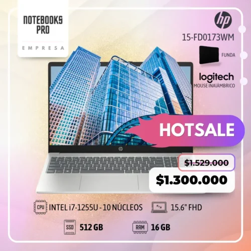 HP 15-FD0173WM - i7-1255U - SSD 512 GB - 16 GB RAM - 15.6" FHD  - 10 Núcleos