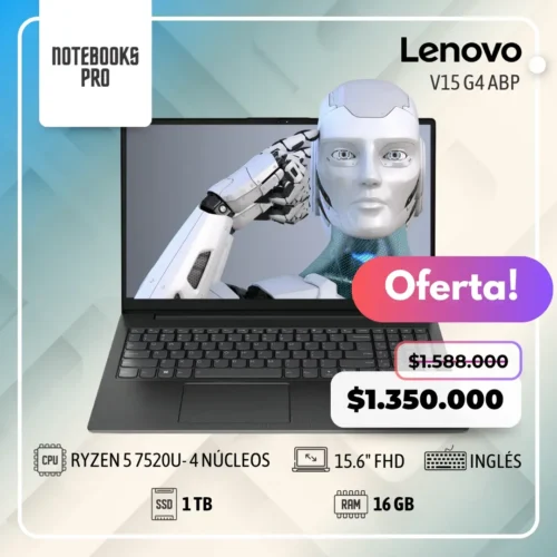 LENOVO V15 G4 ABP - RYZEN 7 7730U - SSD 1 TB - 16 GB - 15.6" FHD - 8 núcleos