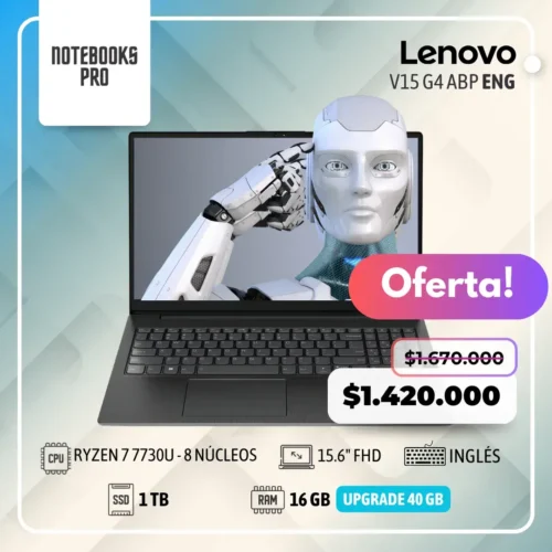 LENOVO V15 G4 ABP - RYZEN 7 7730U - SSD 1 TB - 16 GB - 15.6" FHD - 8 núcleos