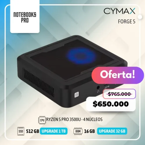 MINI PC CYMAX FORGE 5 - RYZEN 5 PRO 3500U - SSD 512 GB - 16 GB RAM - 4 Núcleos