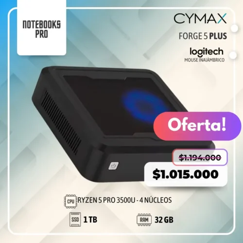 MINI PC CYMAX FORGE 5 PLUS - RYZEN 5 PRO 3500U - SSD 1 TB - 32 GB RAM - 4 Núcleos
