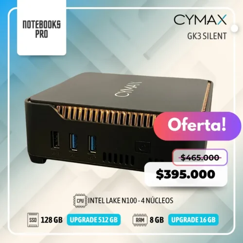 MINI PC CYMAX GK3 SILENT - Intel Lake N100 - SSD 128 GB - 8 GB RAM - 4 Núcleos