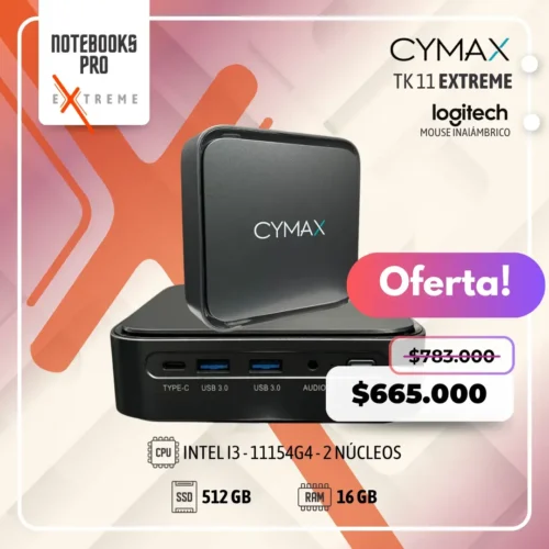 MINI PC CYMAX TK 11 EXTREME – I3 - 1115G4 – SSD 512 GB – 16 GB RAM – 2 Núcleos